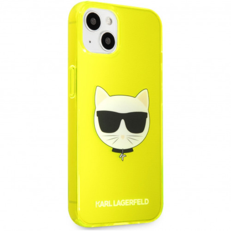 Чехол iPhone 13 Lagerfeld TPU FLUO Choupette Hard Transp Yellow