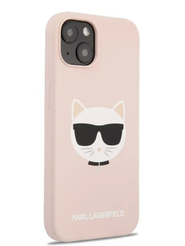 Чехол iPhone 13 Lagerfeld Liquid silicone Choupette Hard Pink