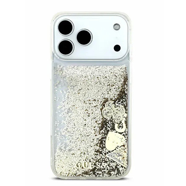 Guess для iPhone 17 Pro чехол Liquid Glitter Charms Hard Gold