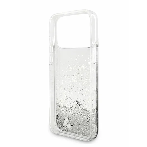 Guess для iPhone 17 Pro чехол Liquid Glitter Charms Hard Silver