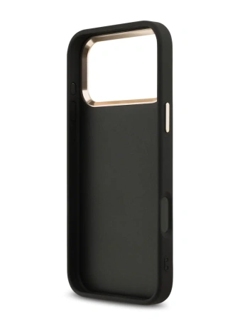 Guess для iPhone 17 Pro чехол PU 4G Classic metal logo Gold camera Hard Black (MagSafe)