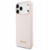 Guess для iPhone 17 Pro Max чехол Liquid silicone Gold metal logo & Camera Hard Pink (MagSafe)